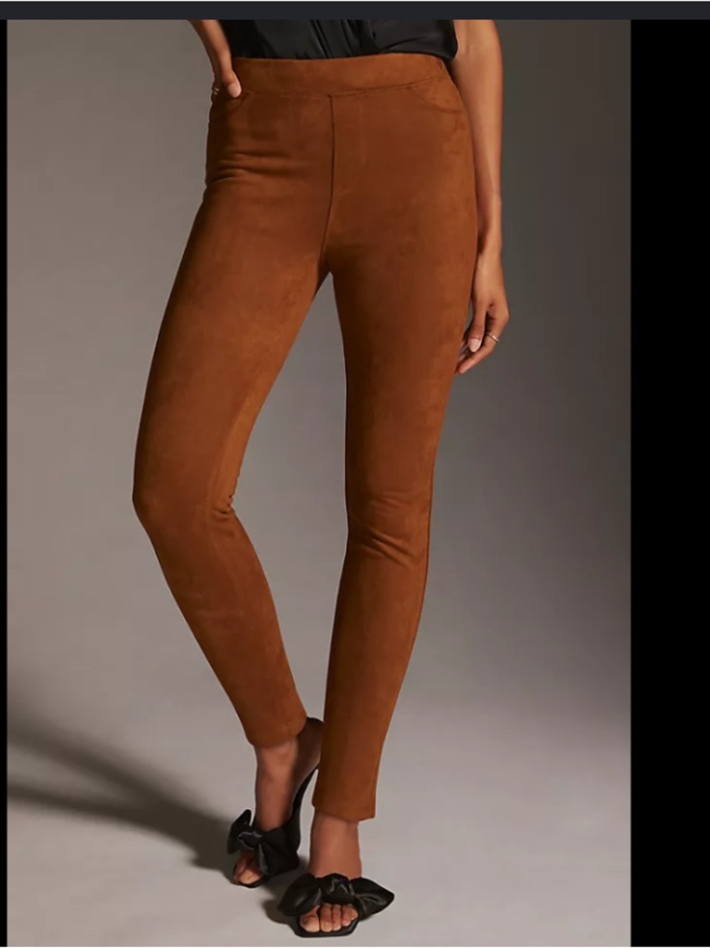 Anthropologie Faux Suede Leggings in Warm Brown